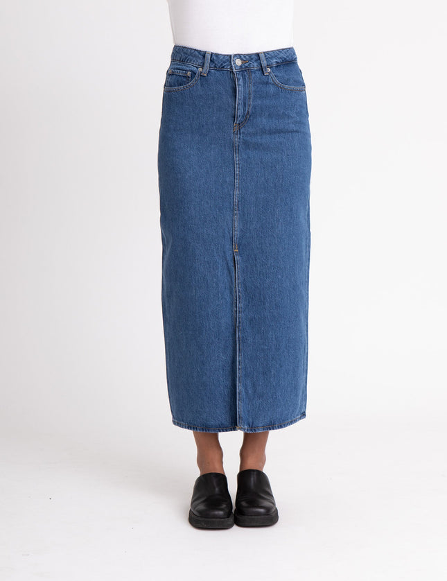 Aura Long Denim Skirt Medium Blue - Things I Like Things I Love
