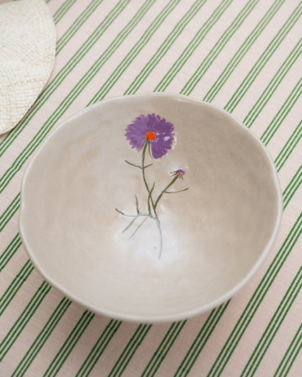 Bowl Flower Purple Stoneware - Things I Like Things I Love