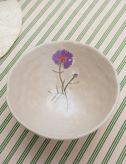 Bowl Flower Purple Stoneware - Things I Like Things I Love