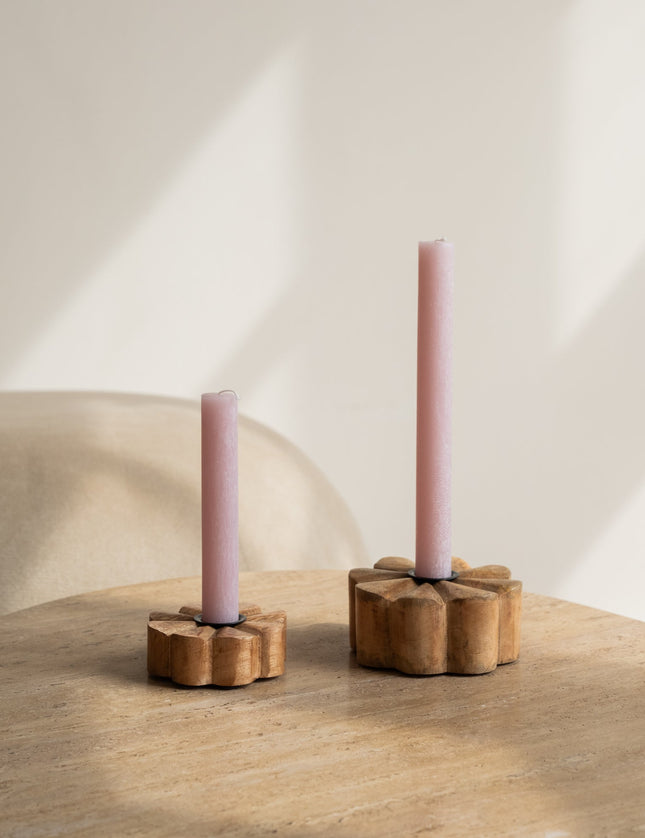 Candle Holder Daisy Wood - Things I Like Things I Love