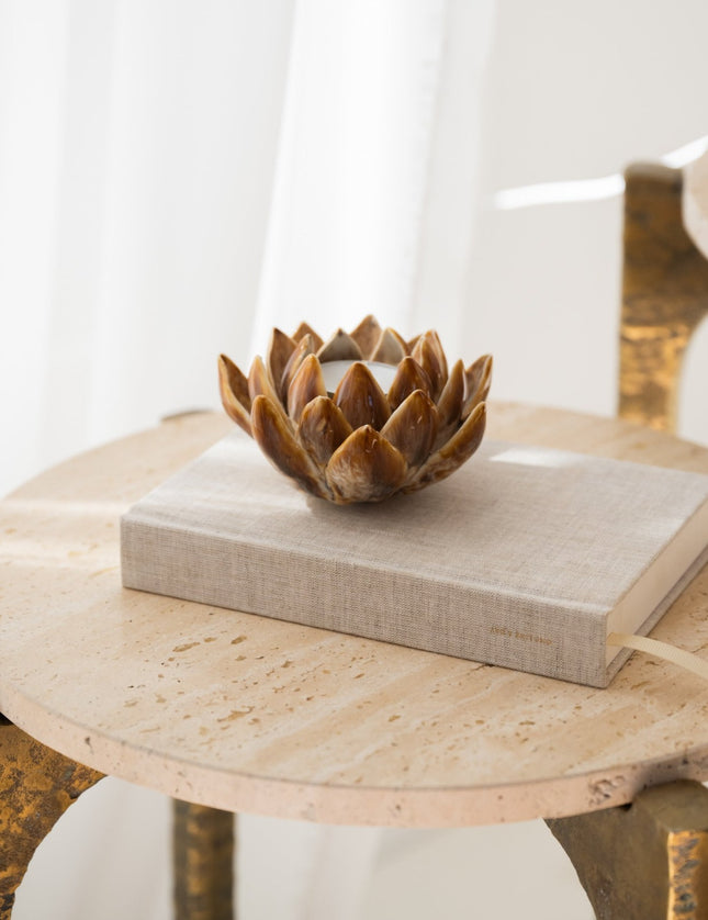 Candle Holder Lotus Taupe - Things I Like Things I Love