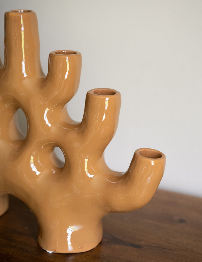 Candle Holder Porcelain Ochre - Things I Like Things I Love