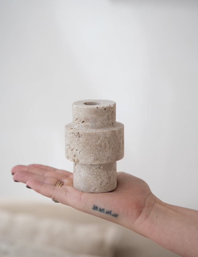 Candle Holder Travertin Naturel - Things I Like Things I Love