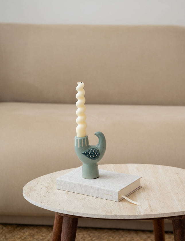 Candle Holder Trudy Blue Stoneware - Things I Like Things I Love