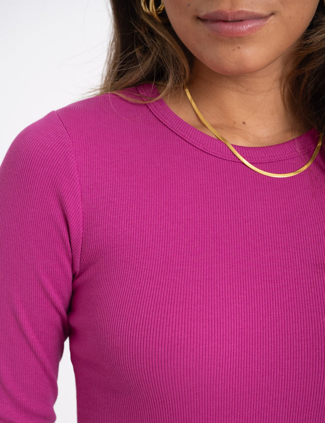 Freya Rib Tee Fuchsia Red - Things I Like Things I Love