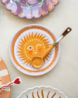 Small Plate Orange Sun / Heart With Fire