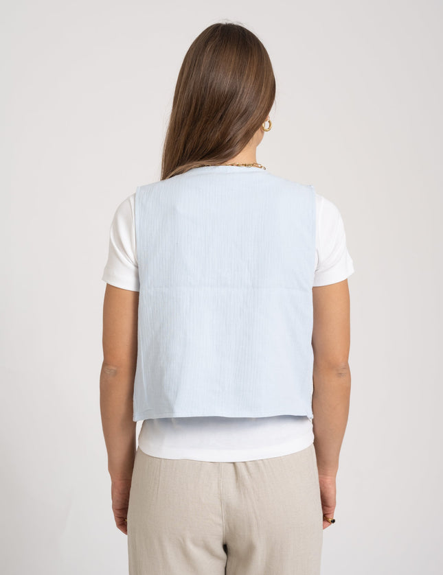 Polly Gilet Embroidery Light Blue - Things I Like Things I Love