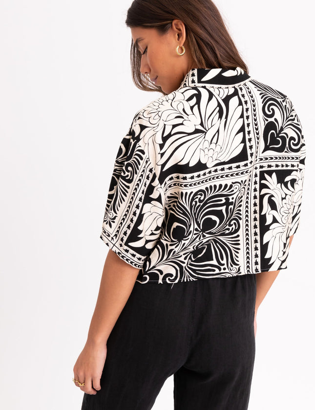 Rean Blouse Print Black Ecru - Things I Like Things I Love