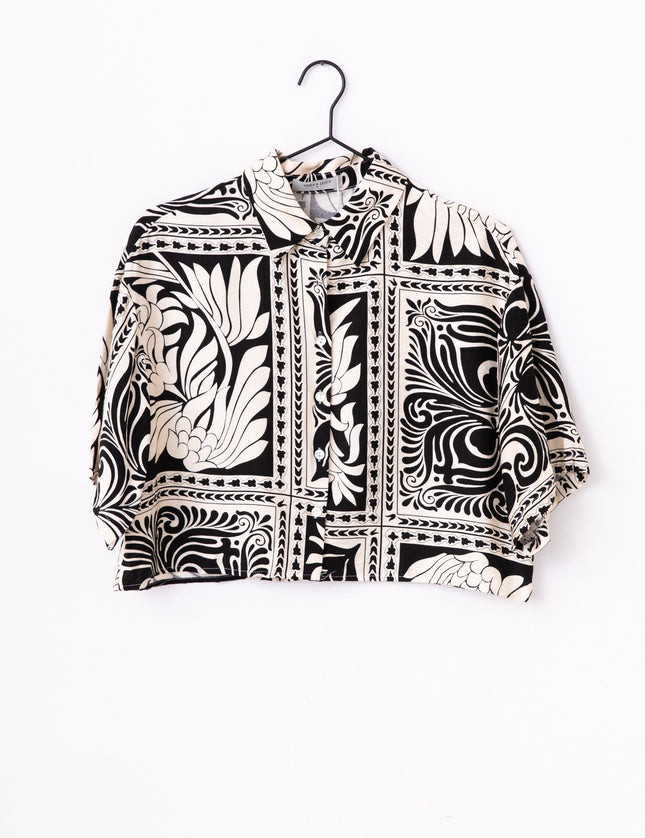 Rean Blouse Print Black Ecru - Things I Like Things I Love