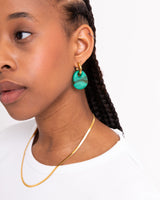 SET OF 2 - Statement Earrings Drop Green Gold