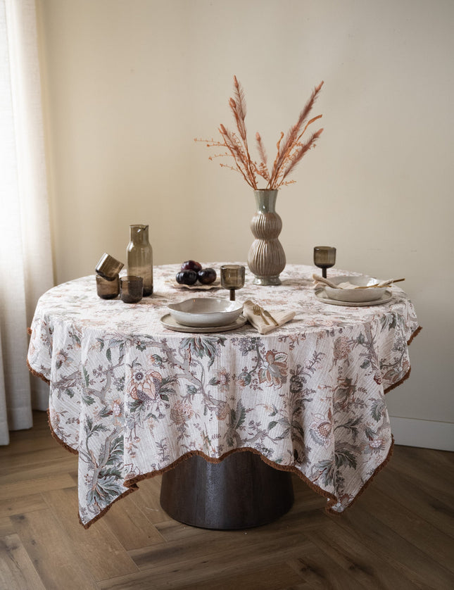 Table Cloth Floral Brown - Things I Like Things I Love