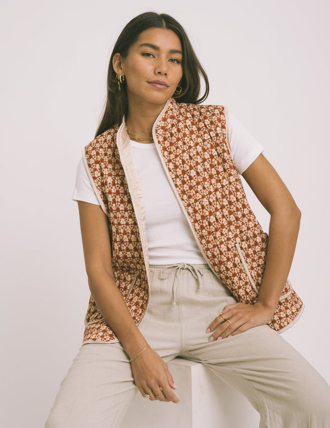 TILTIL Abi Gilet Rust Beige Print One Size - Things I Like Things I Love