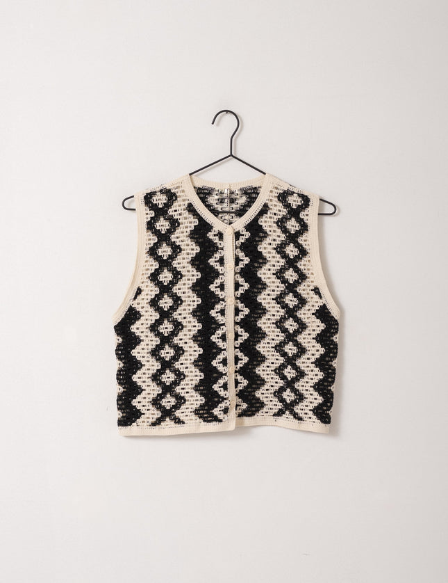 TILTIL August Crochet Top Black White Pattern One Size - Things I Like Things I Love