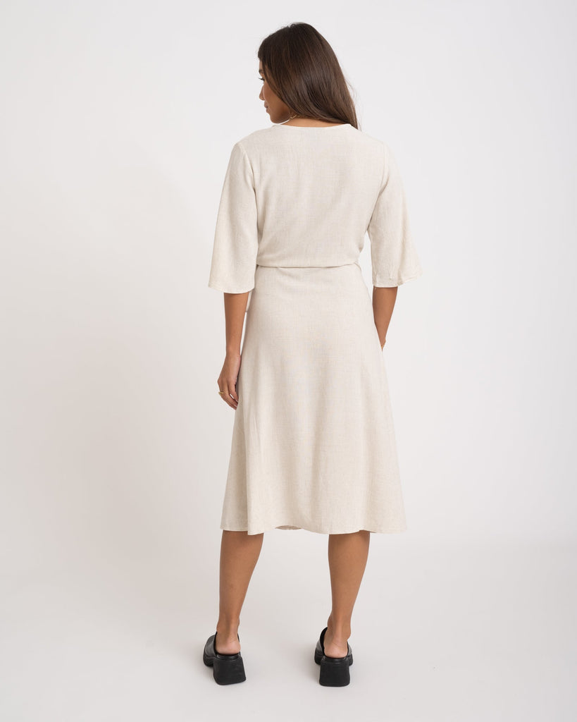 TILTIL Britt Linen Wrap Dress Beige - Things I Like Things I Love