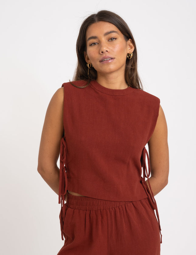 TILTIL Britt Top Linen Cherry Red - Things I Like Things I Love