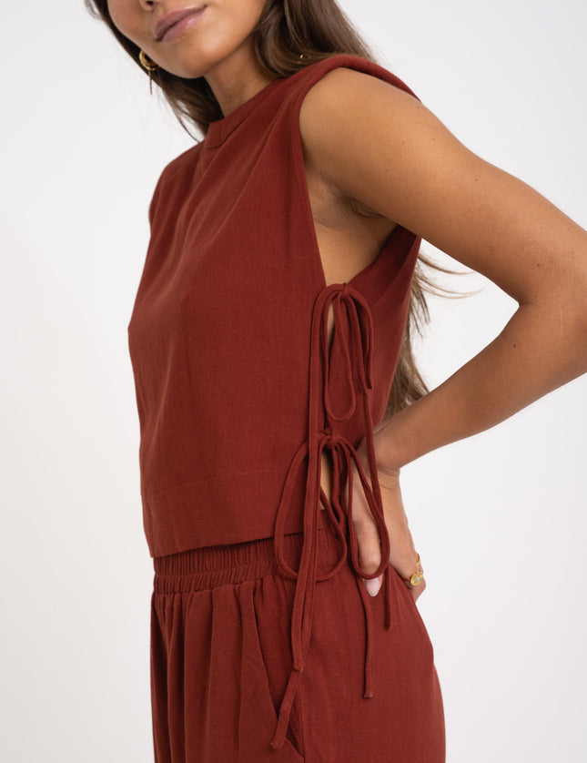 TILTIL Britt Top Linen Cherry Red - Things I Like Things I Love