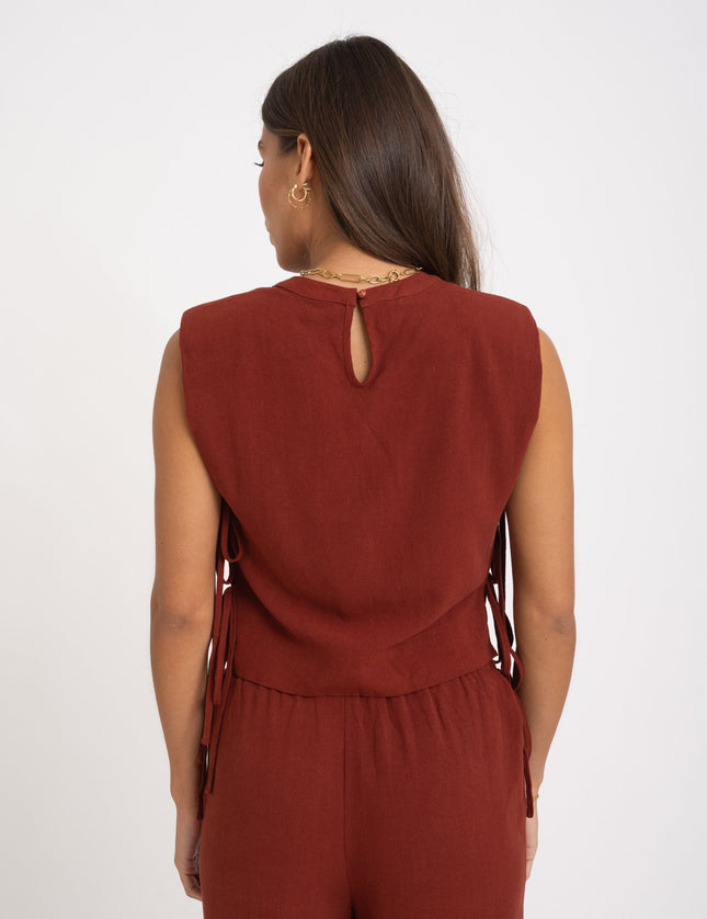 TILTIL Britt Top Linen Cherry Red - Things I Like Things I Love