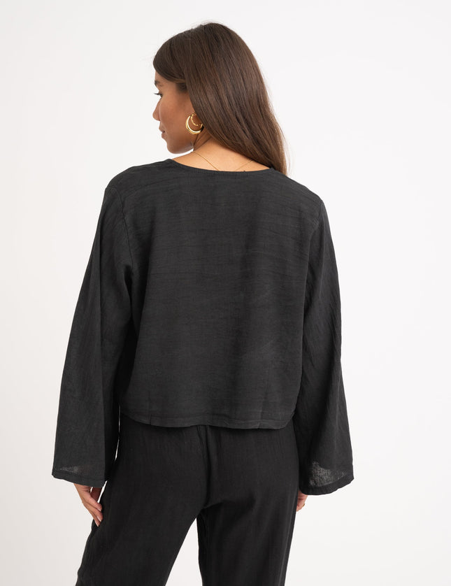 TILTIL Claire Linen Top Black - Things I Like Things I Love