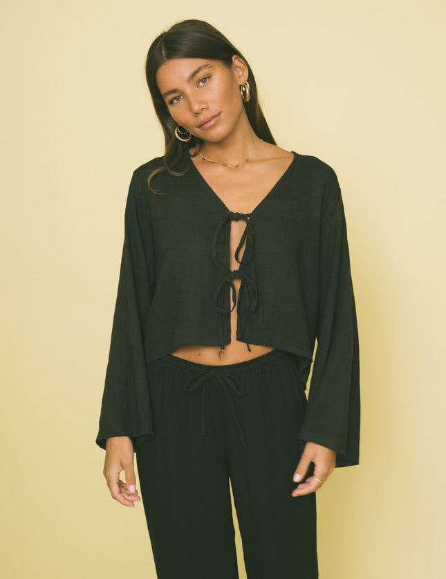 TILTIL Claire Linen Top Black - Things I Like Things I Love