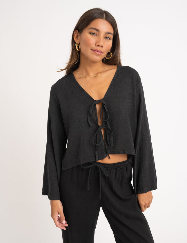 TILTIL Claire Linen Top Black - Things I Like Things I Love