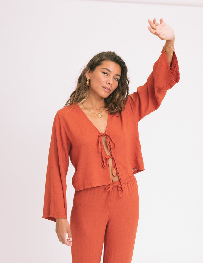 TILTIL Claire Linen Top Rust - Things I Like Things I Love