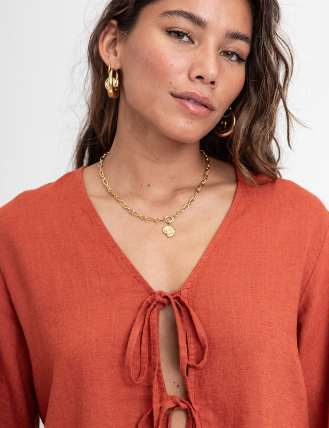 TILTIL Claire Linen Top Rust - Things I Like Things I Love