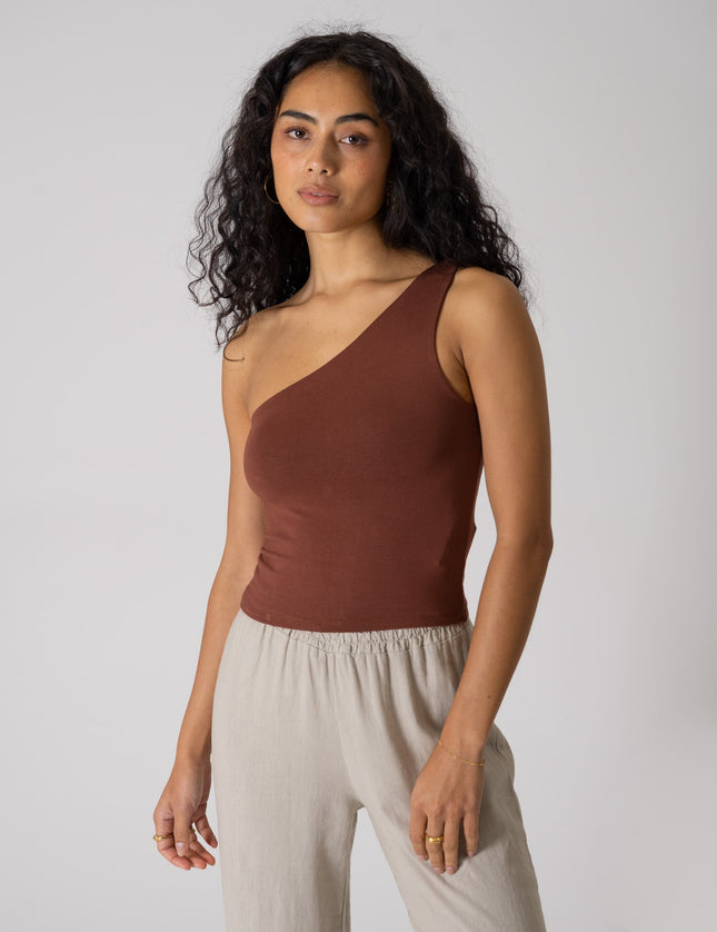 TILTIL Hailey Top One Shoulder Choco - Things I Like Things I Love