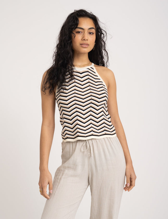 TILTIL Kate Zigzag Stripe Knit Top Black - Things I Like Things I Love