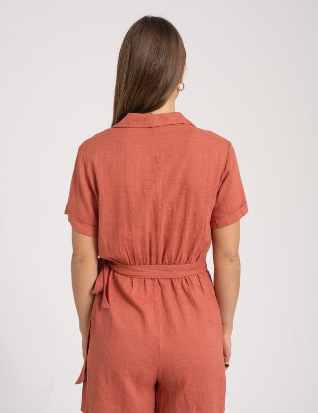 TILTIL Mary Linen Playsuit Pomegranate - Things I Like Things I Love