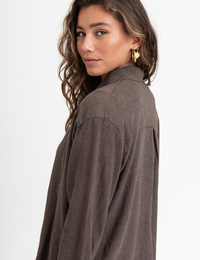 TILTIL Mia Blouse Linen Brown One Size - Things I Like Things I Love