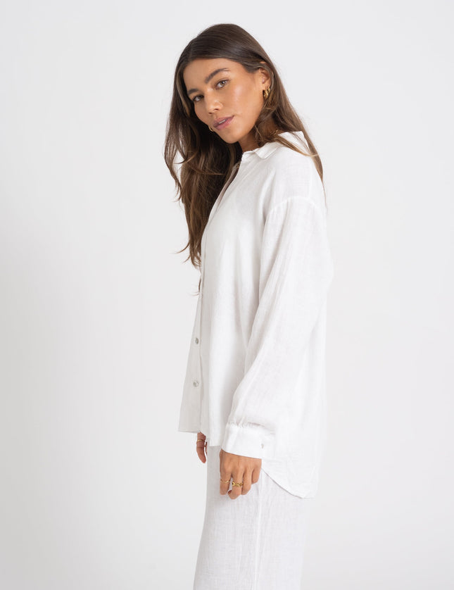 TILTIL Mia Blouse Linen White One Size - Things I Like Things I Love