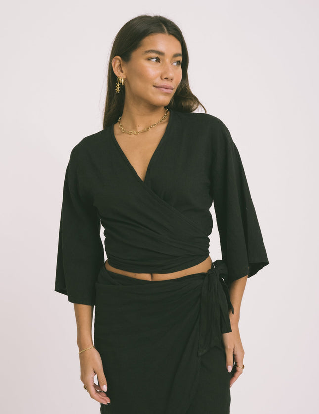 TILTIL Sunny Linen Top Black One Size - Things I Like Things I Love