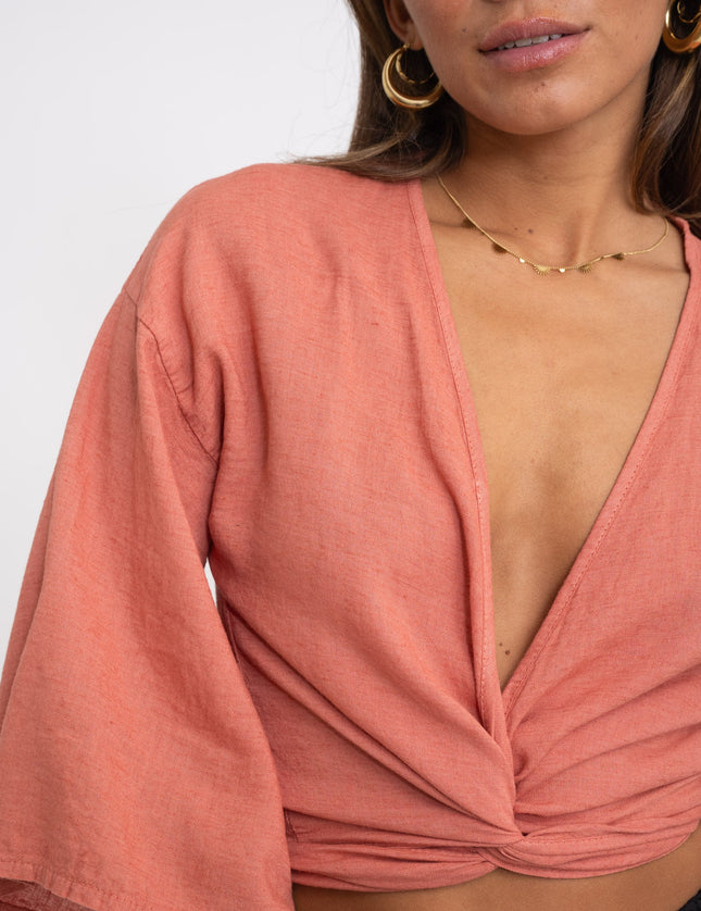 TILTIL Sunny Linen Top Pomegranate One Size - Things I Like Things I Love