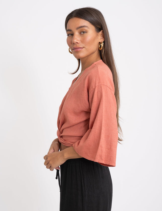 TILTIL Sunny Linen Top Pomegranate One Size - Things I Like Things I Love