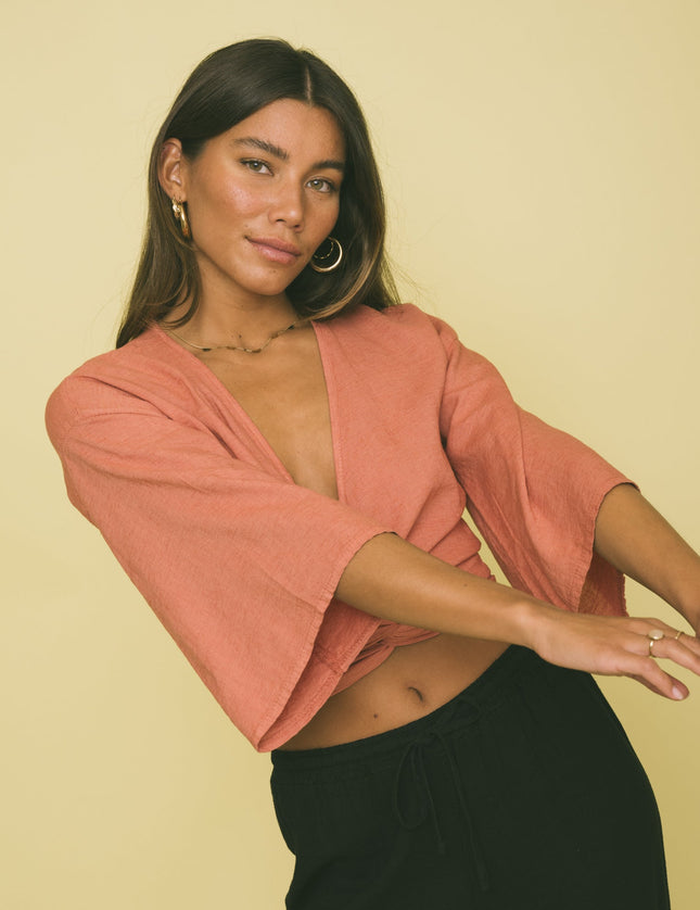 TILTIL Sunny Linen Top Pomegranate One Size - Things I Like Things I Love