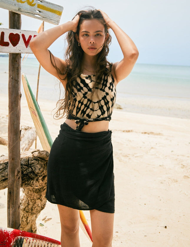 TILTIL Sunny Linen Wrap Skirt Black - Things I Like Things I Love