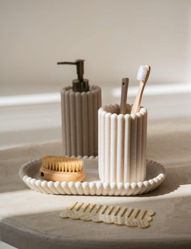 Toothbrush Holder Stripes Polyresin - Things I Like Things I Love