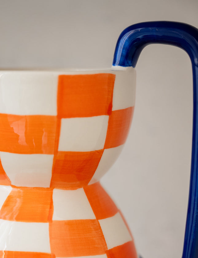 Vase Checked Orange /Azul - Things I Like Things I Love
