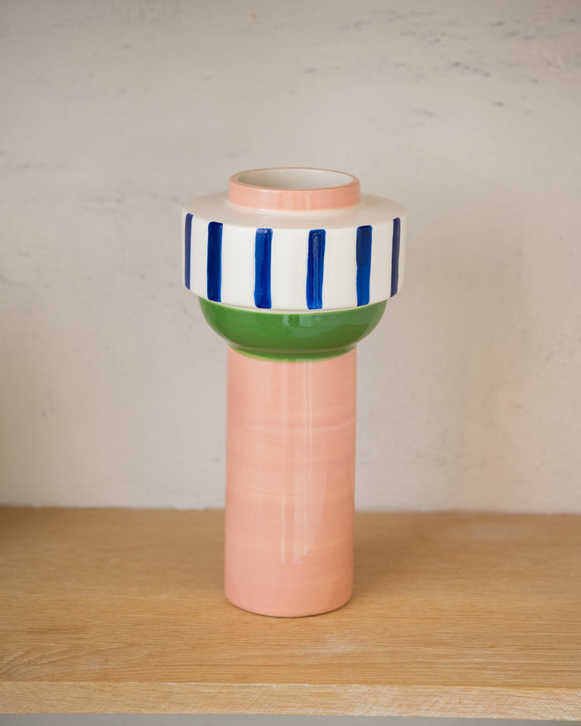 Vase Glam Pink/Green/Stripe - Things I Like Things I Love