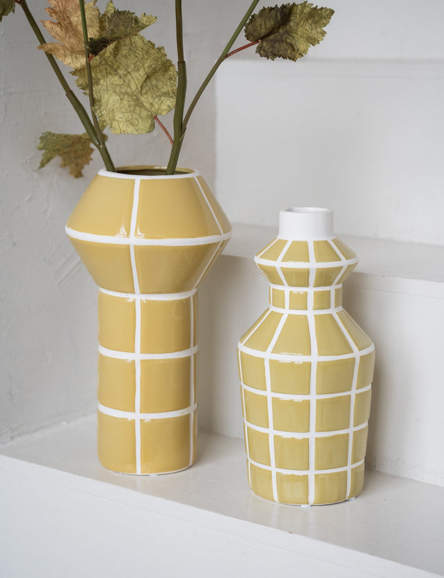 Vase Yellow Tile Stoneware - Things I Like Things I Love