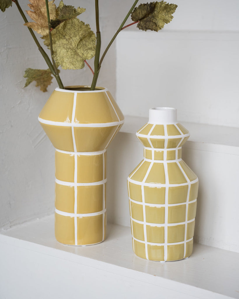 Vase Yellow Tile Stoneware - Things I Like Things I Love