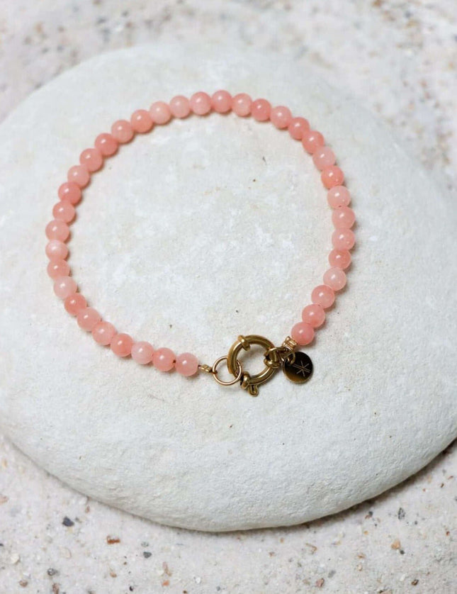 Bracelet Pastel Pink Beads Gold - Things I Like Things I Love