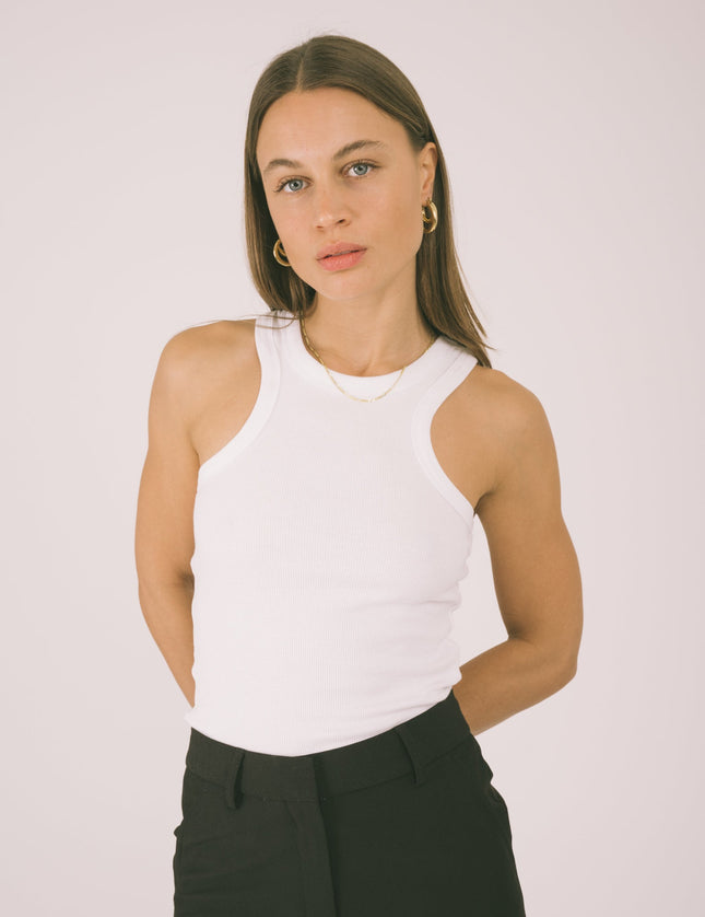 Maya Halter Neck Top Bright White - Things I Like Things I Love