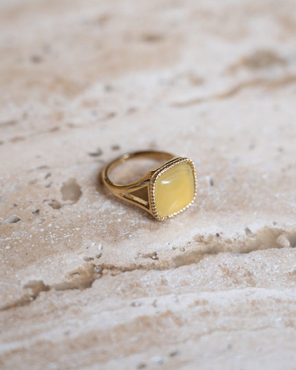 Ring Agate Stone Ocher Gold - Things I Like Things I Love