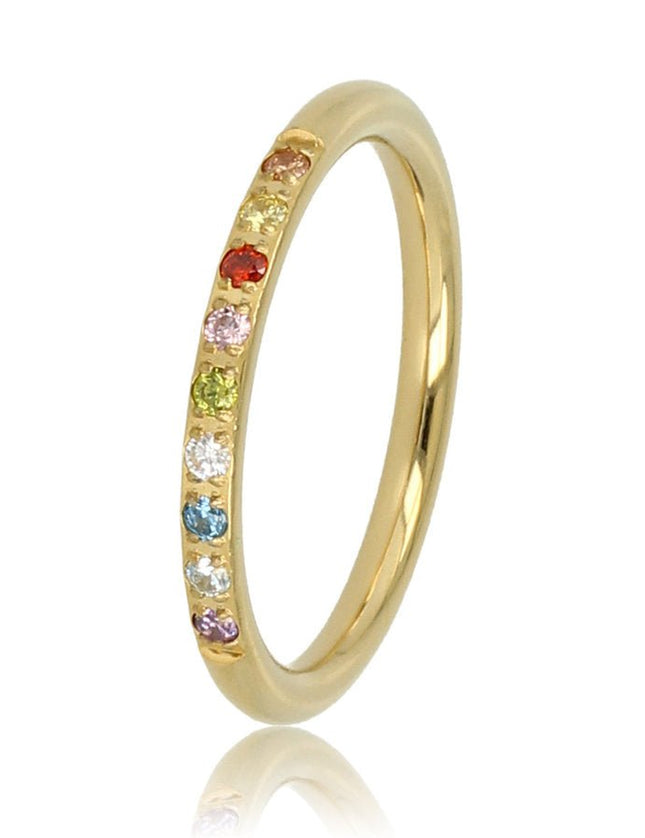 Ring Zirkonia Rainbow Stone Gold - Things I Like Things I Love