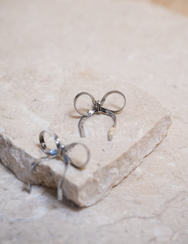 SET OF 2 - Stud Silver Adore Bow - Things I Like Things I Love