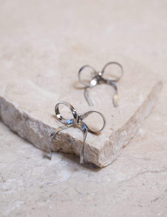 SET OF 2 - Stud Silver Adore Bow - Things I Like Things I Love