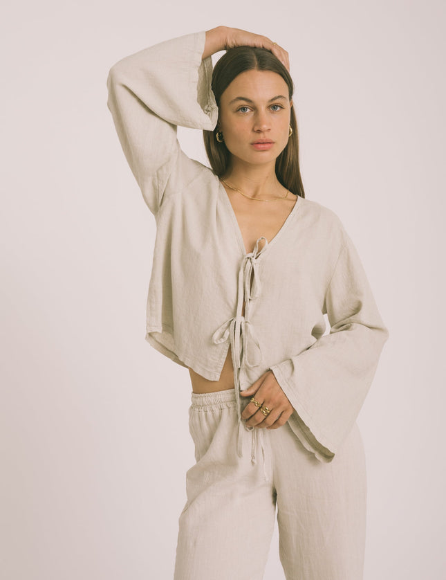 TILTIL Claire Linen Top Beige - Things I Like Things I Love