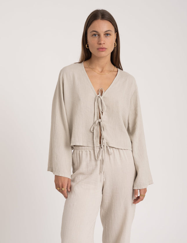 TILTIL Claire Linen Top Beige - Things I Like Things I Love