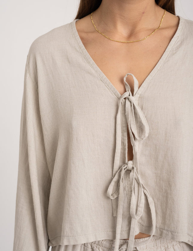 TILTIL Claire Linen Top Beige - Things I Like Things I Love